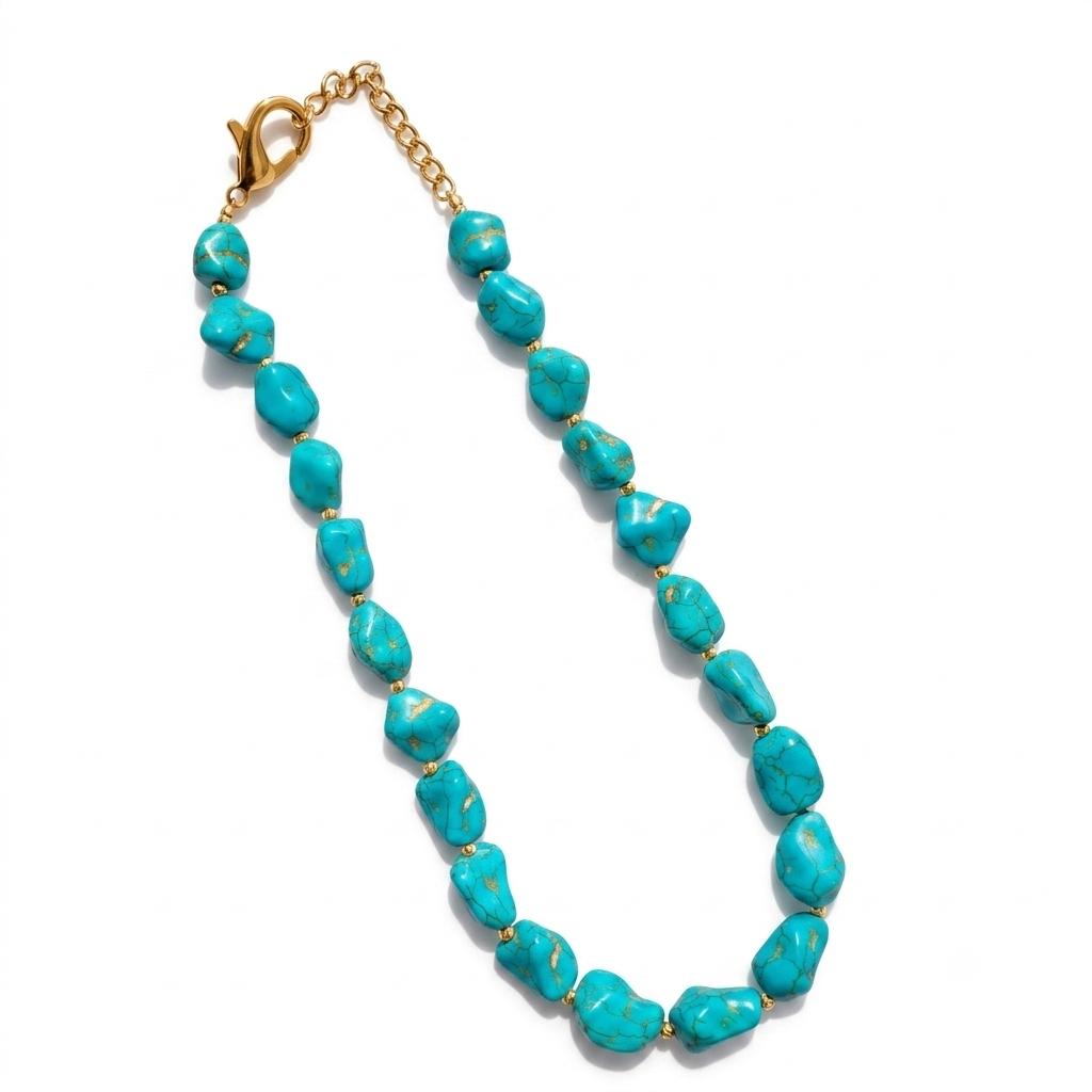 Collana in acciaio inossidabile e turchese "Tulum"