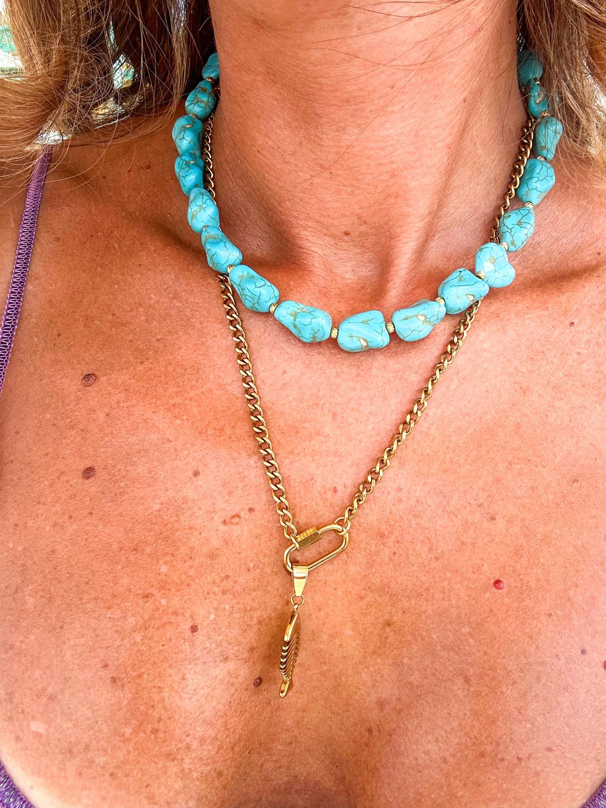 Collana in acciaio inossidabile e turchese "Tulum"