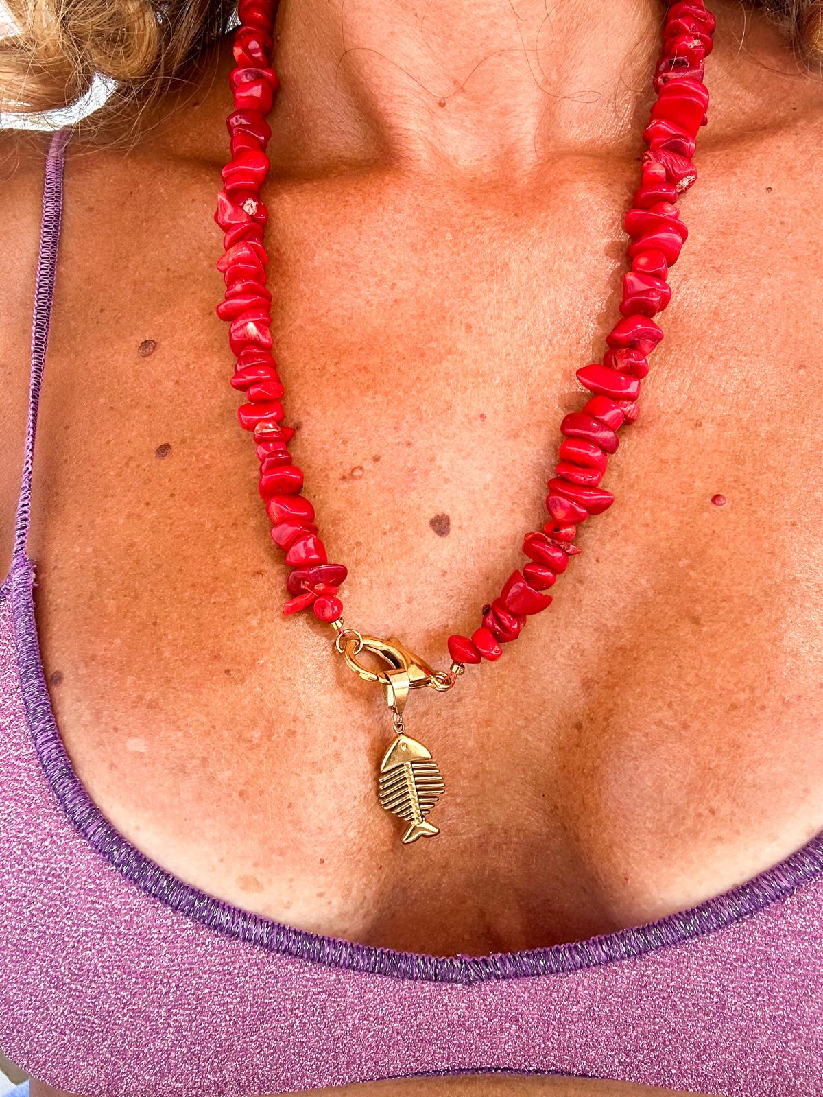 Collana in acciaio inossidabile e Corallo "Calipso"