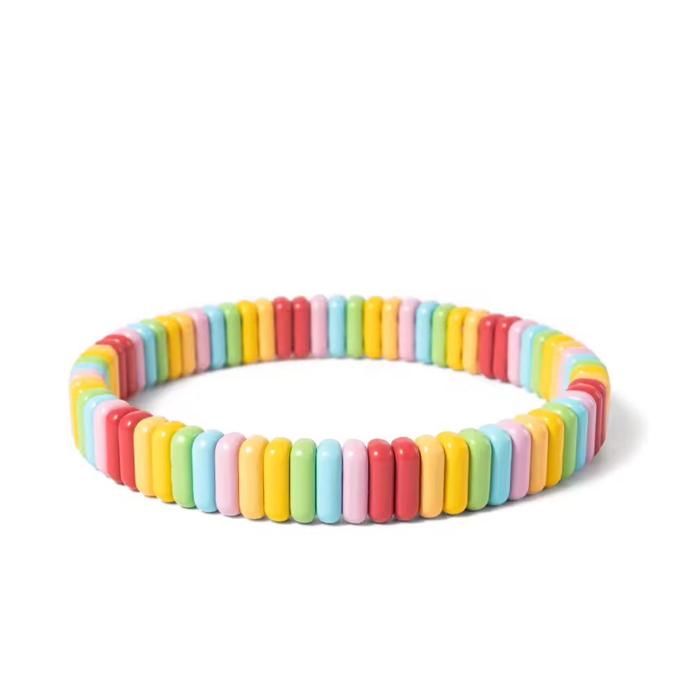 Bracciale in acrilico e filo elastico "Preppy"