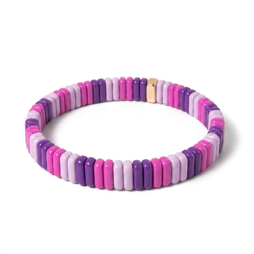 Bracciale in acrilico e filo elastico "Preppy"