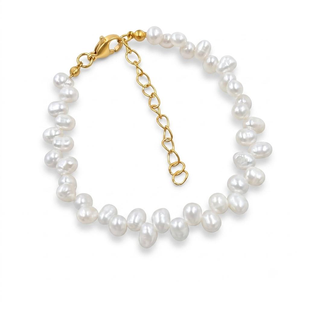 Bracciale in acciaio inossidabile e perle d'acqua dolce "Serafina"