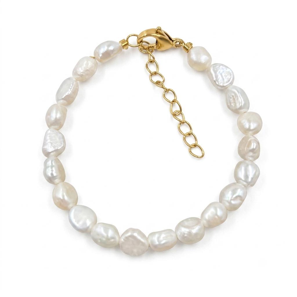 Bracciale in acciaio inossidabile e perle d'acqua dolce "Baby"