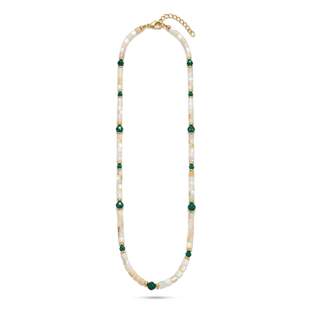 Collana in acciaio inossidabile e perline idi Madreperla "Mosaico"