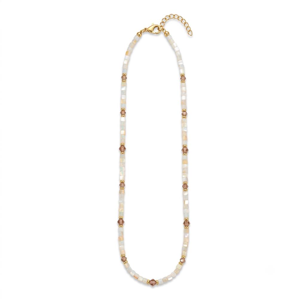 Collana in acciaio inossidabile e perline idi Madreperla "Mosaico"
