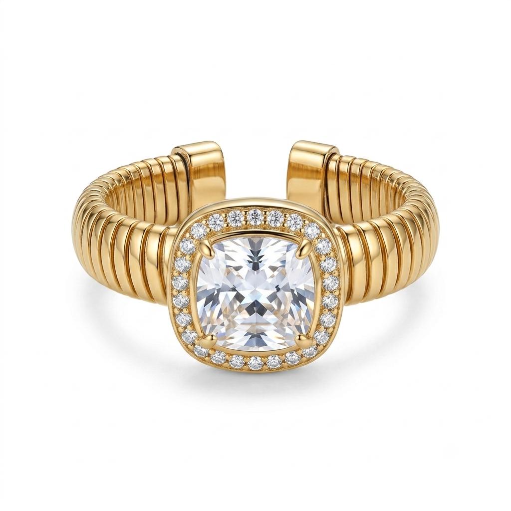 Anello regolabile, anallergico e waterproof placcato oro 18K "Elettra"