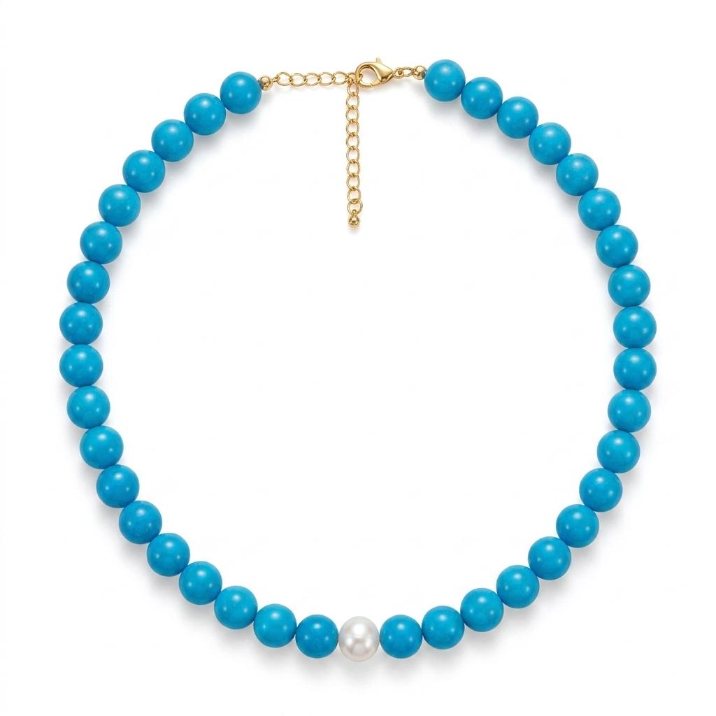 Collana in acciaio inossidabile e perle in pietra dura "Tala"