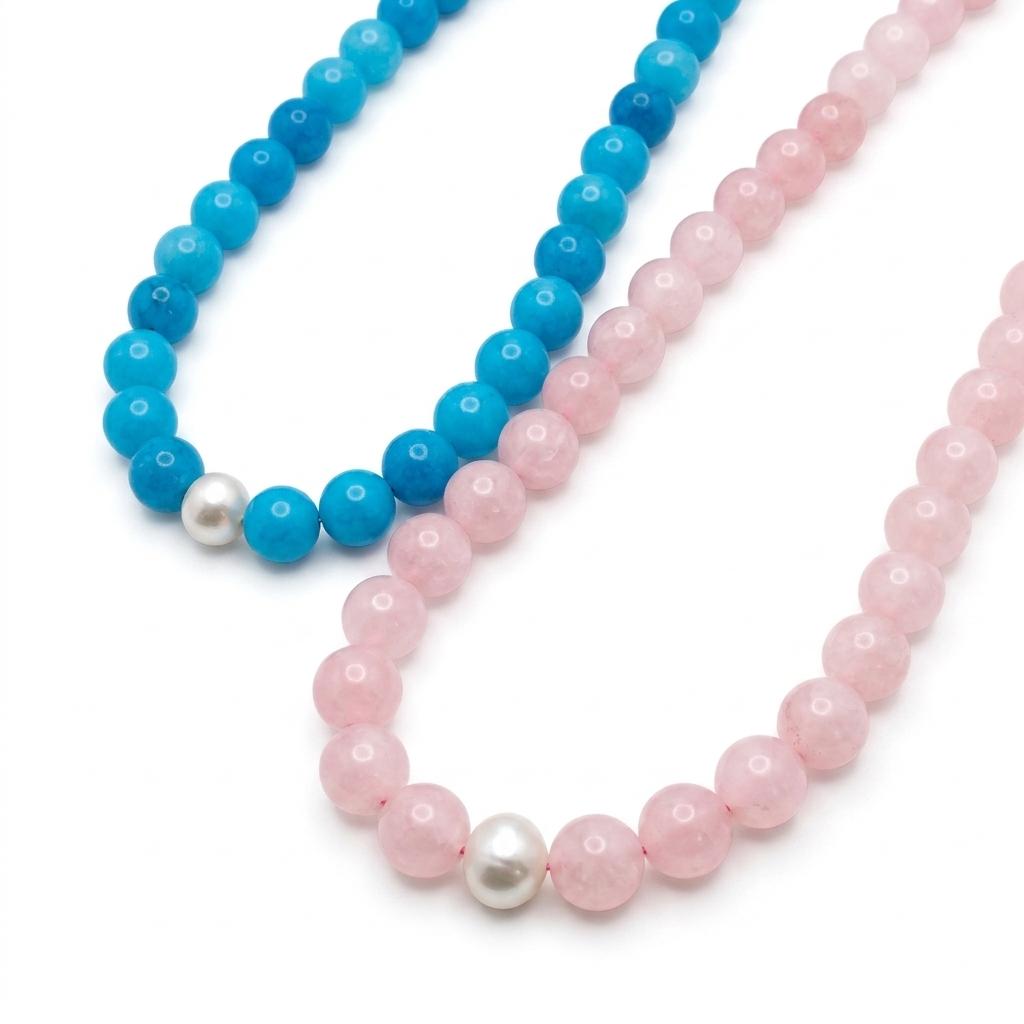 Collana in acciaio inossidabile e perle in pietra dura "Tala"