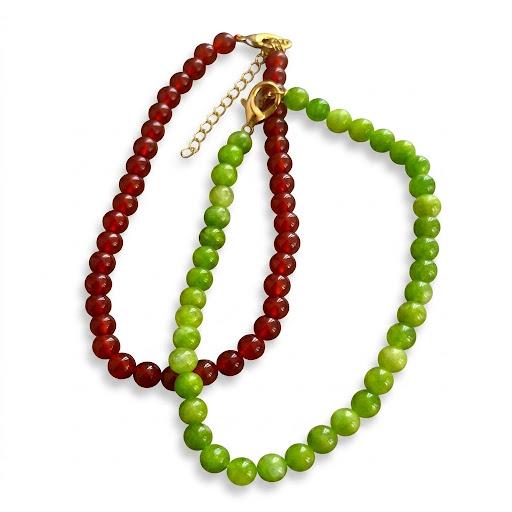 Collana in acciaio inossidabile e perle in pietra naturale "Autunno"