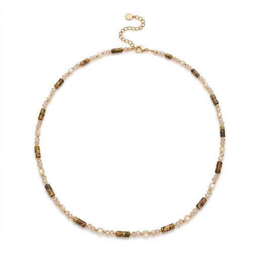 Collana in acciaio inossidabile e perline colorate "Noir"