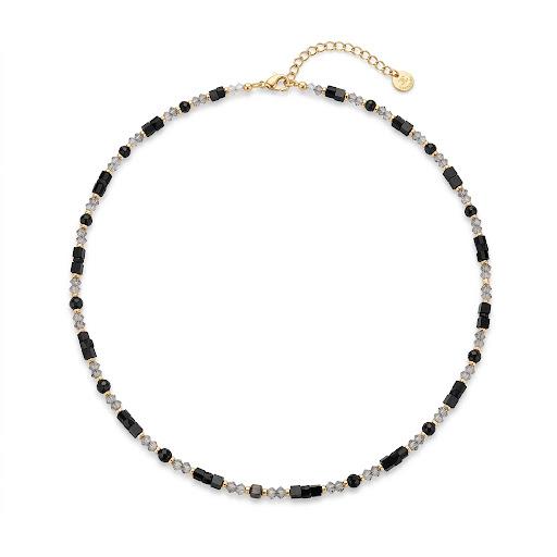 Collana in acciaio inossidabile e perline colorate "Noir"
