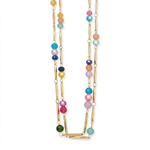 Collana  lunga in in acciaio inossidabile e perline colorate "Kaleido"