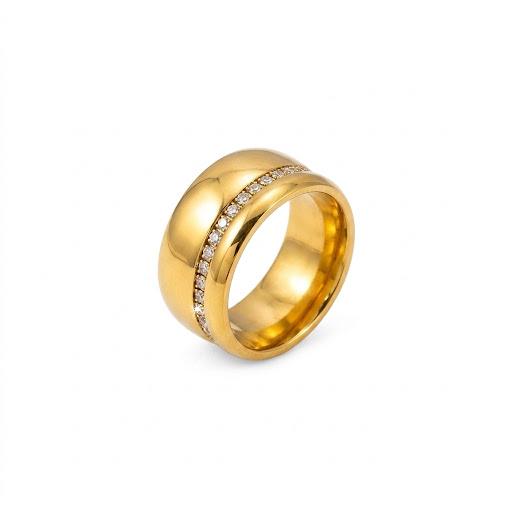 Anello in acciaio inossidabile e zircone waterproof "Leda"