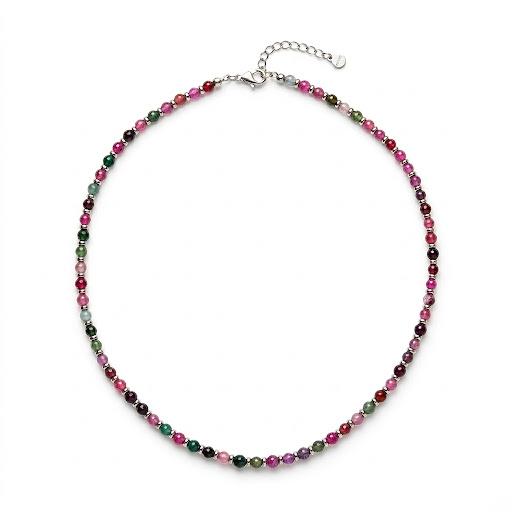 Collana in acciaio inossidabile e perline in pietra naturale "Anguria"