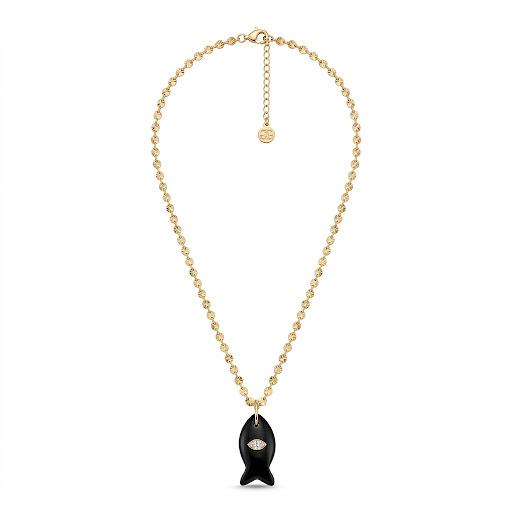 Collana in acciaio inossidabile e ciondolo in pietre naturali "Onda"