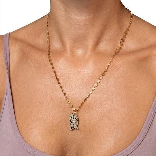 Collana in acciaio inossidabile e ciondolo in pietre naturali "Onda"
