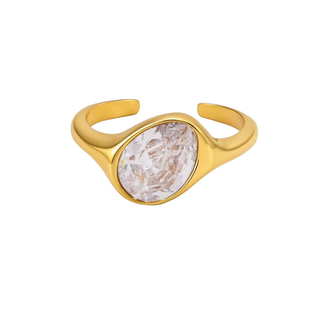 Anello da mignolo con zircone waterproof placcato oro 18K "Chiara"