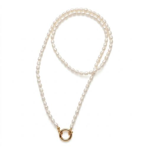 Collana in acciaio inossidabile e vere perle d'acqua dolce "Bambaissa"