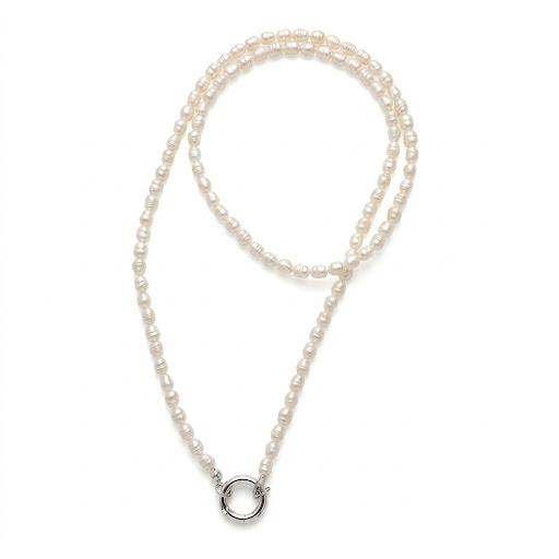 Collana in acciaio inossidabile e vere perle d'acqua dolce "Bambaissa"