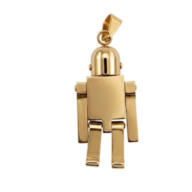Ciondolo in acciaio inossidabile placcato oro 18K "Robot"