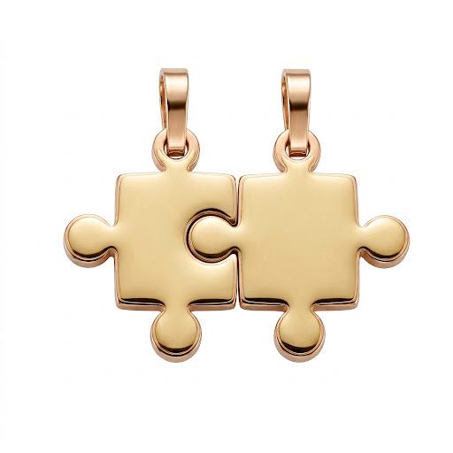 Ciondolo in acciaio inossidabile placcato oro 18K "Puzzle"