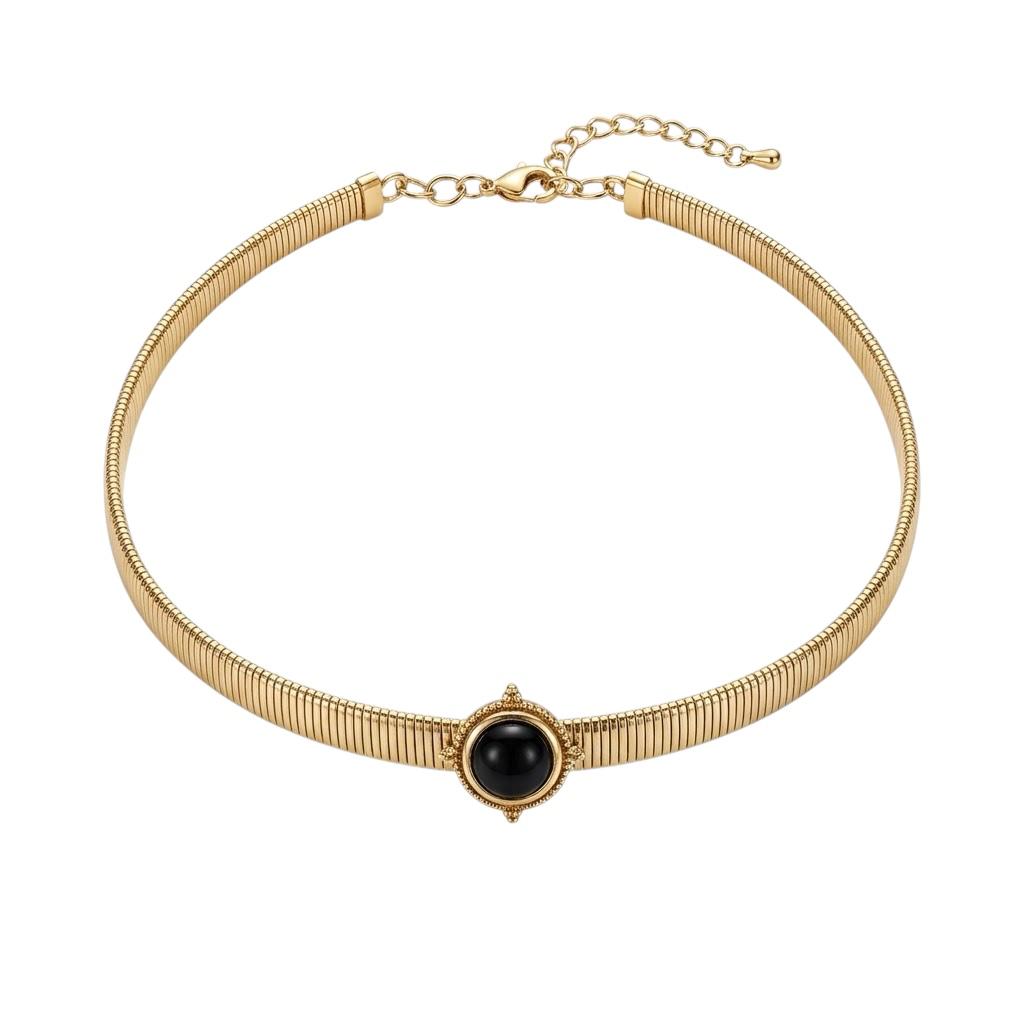 Collana chocker in acciaio inossidabile waterproof "Onyx"