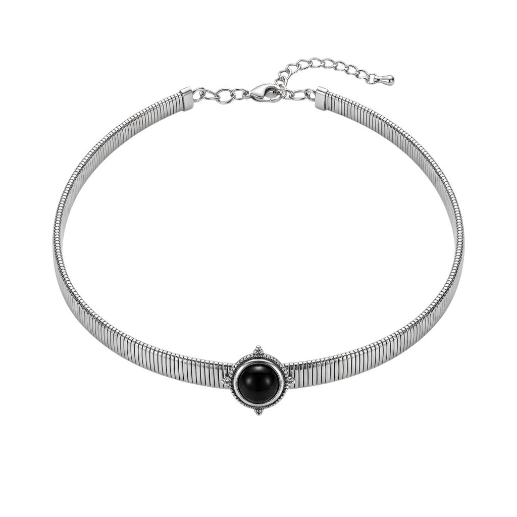 Collana chocker in acciaio inossidabile waterproof "Onyx"