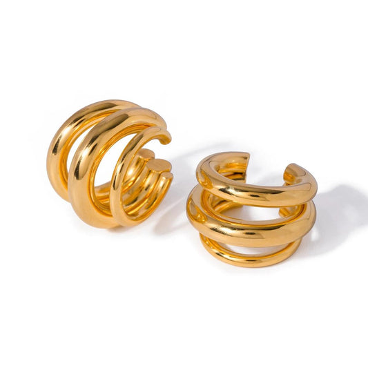 Ear Cuff in acciaio inossidabile anallergico e waterproof "Terzetto"