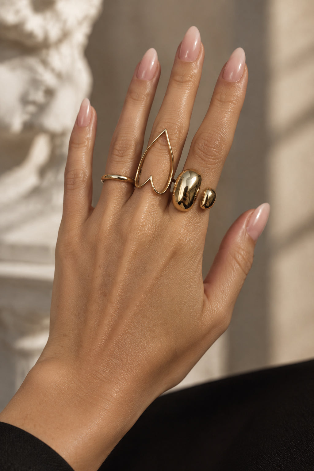 Anello in acciaio inossidabile regolabile waterproof placcato oro 18K "Rebecca"