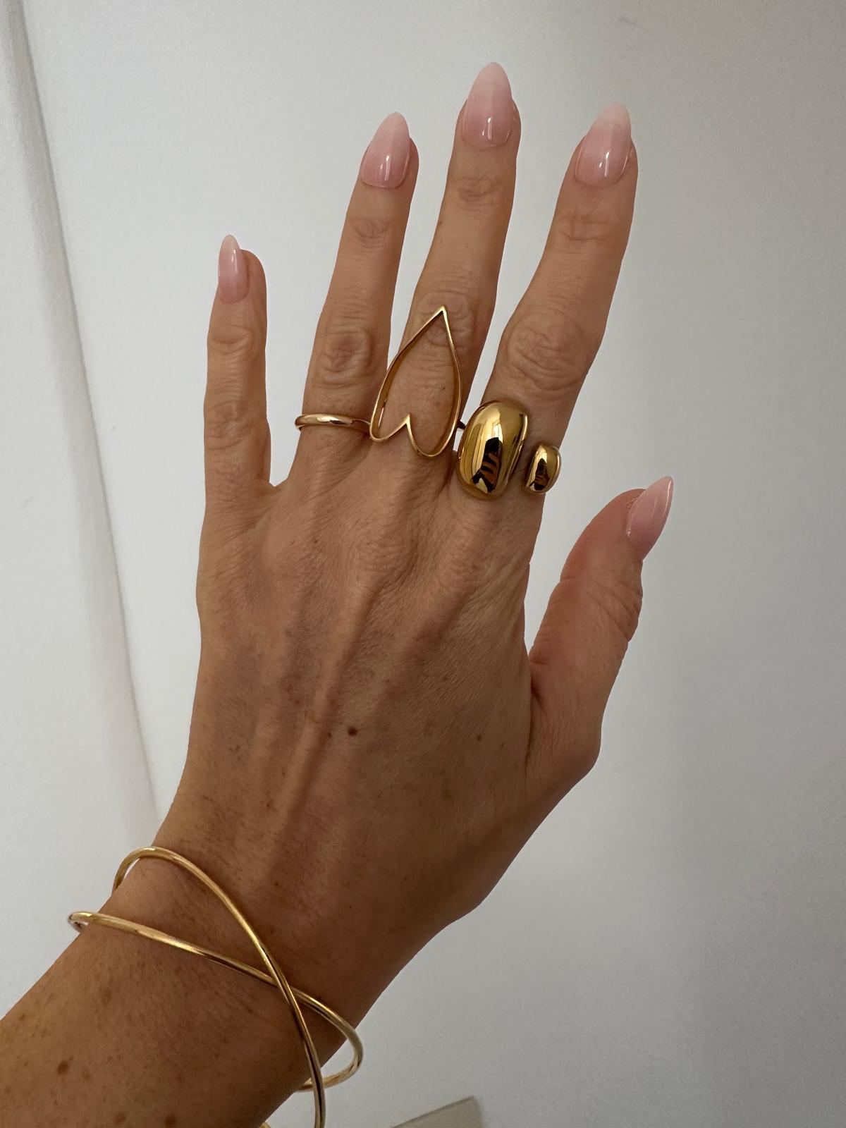 Anello in acciaio inossidabile, anallergico e waterproof placcato oro 18K "Rebecca"