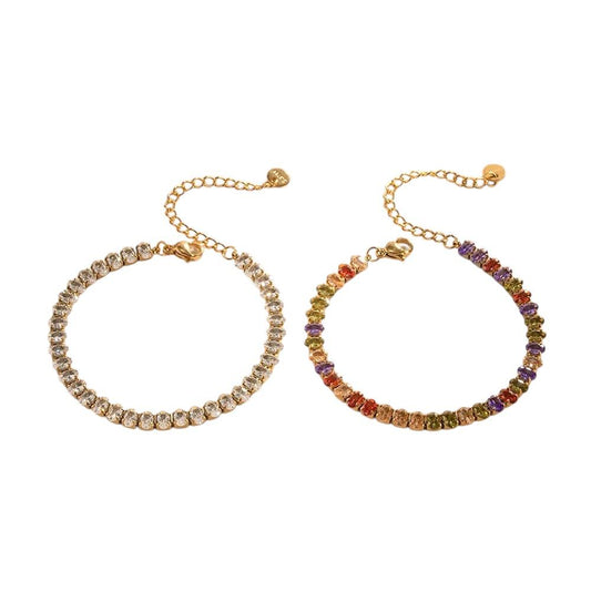 Bracciale in acciaio inossidabile e zirconi anallergico e waterproof "Raggio"