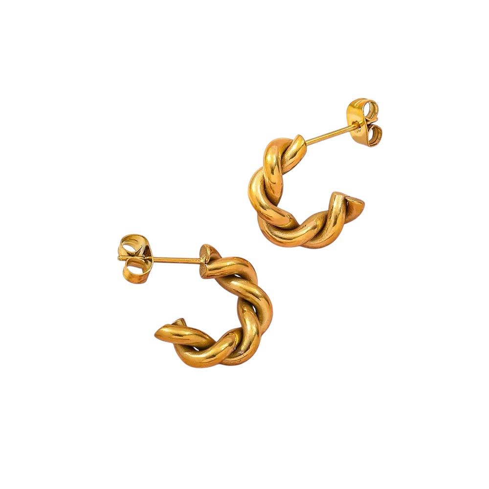 Orecchini in acciaio inossidabile placcati oro 18K anallergici e waterproof "Grip"