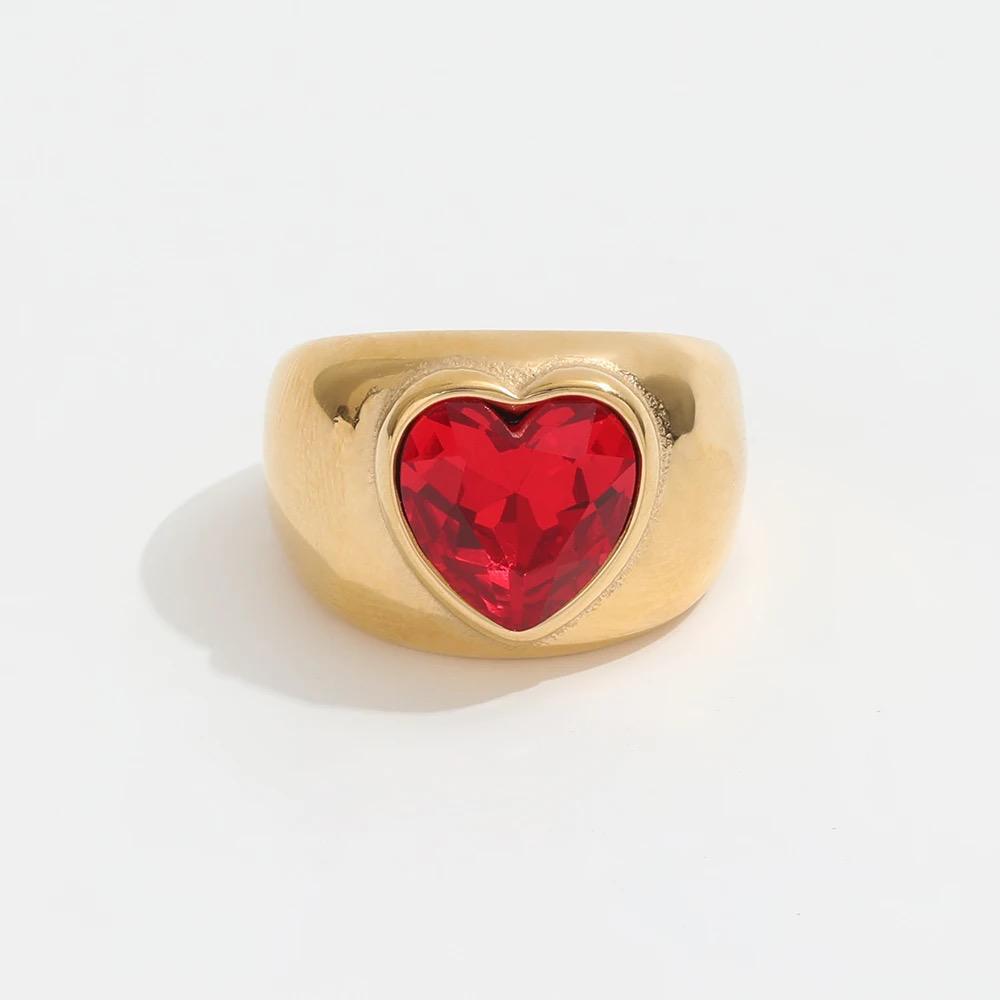 Anello in acciaio inossidabile e zircone anallergico e waterproof "Amore"