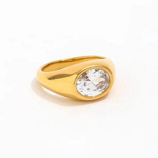Anello in acciaio inossidabile e zircone anallergico e waterproof "Promessa"