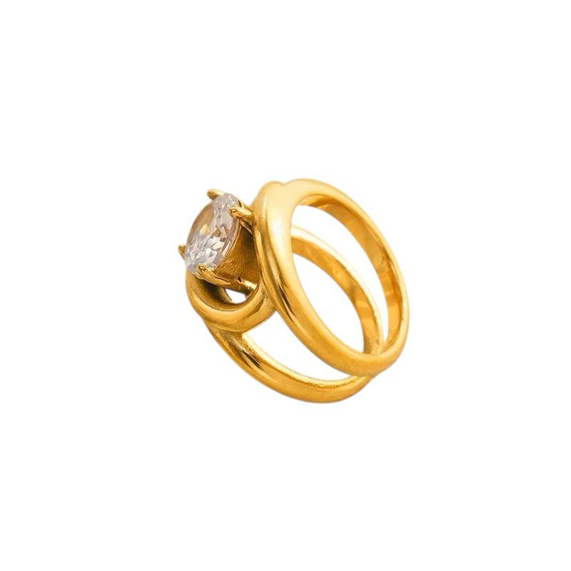 Anello in acciaio inossidabile e zircone anallergico e waterproof "Attimo"