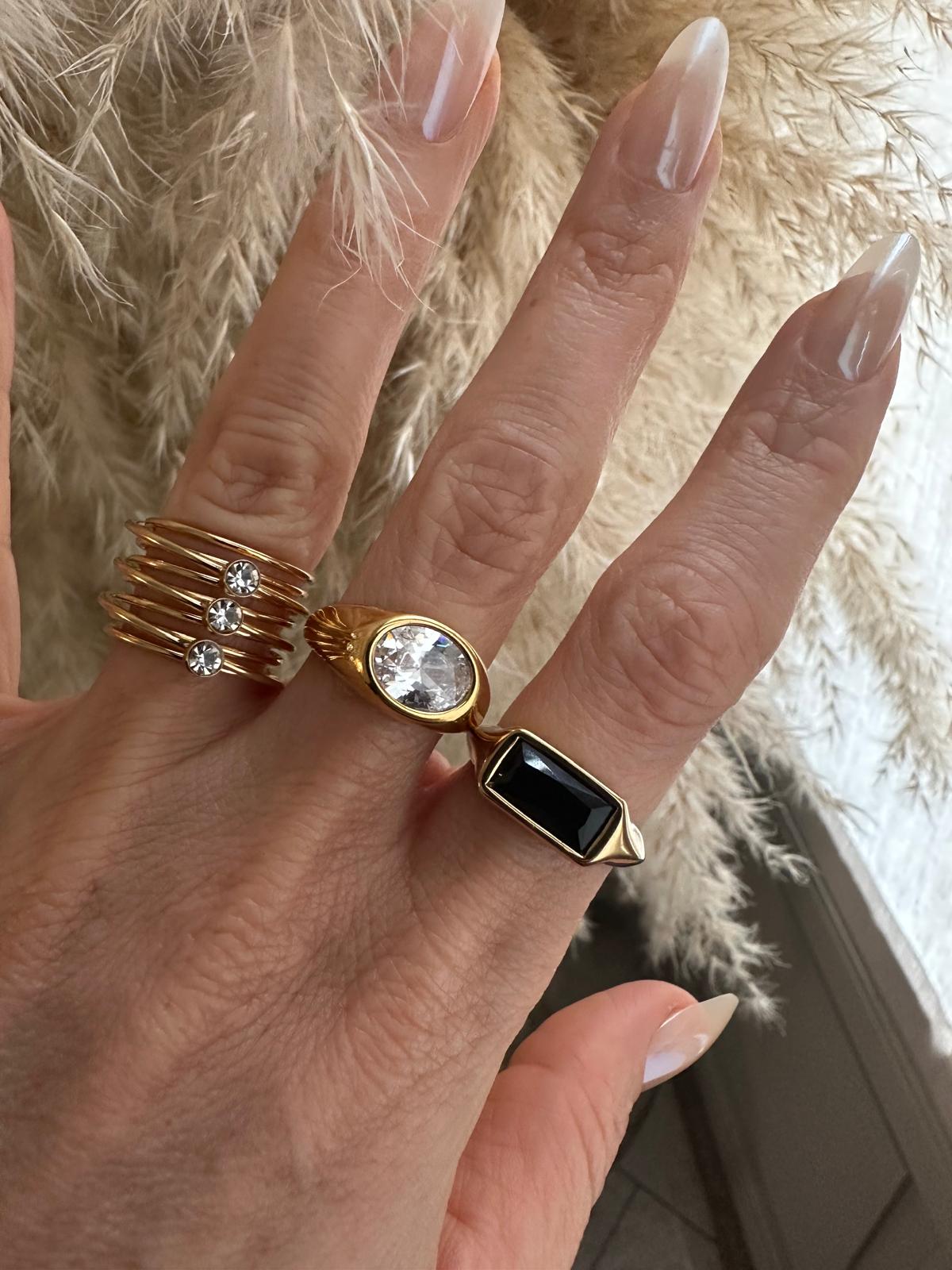 Anello in acciaio inossidabile e zircone anallergico e waterproof "Unione"