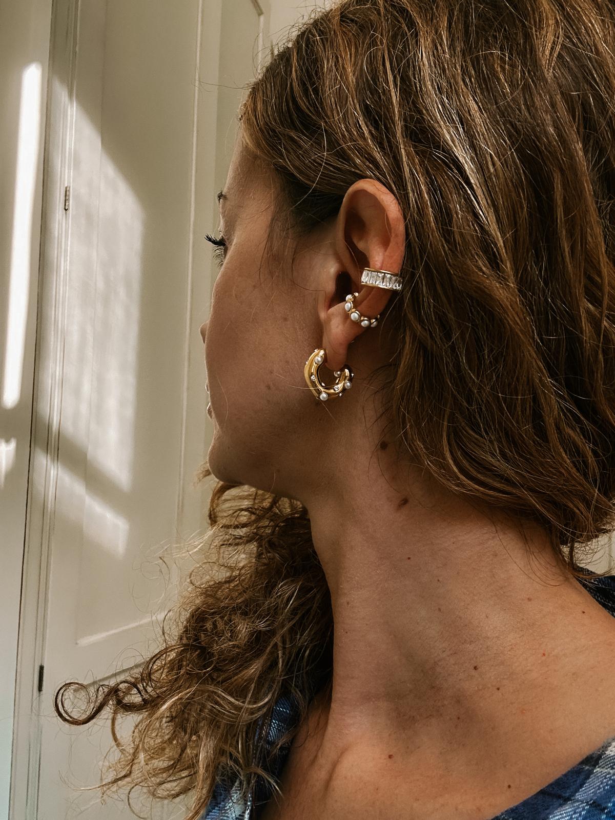 Ear cuff in acciaio inossidabile anallergici e waterproof "Perlina"