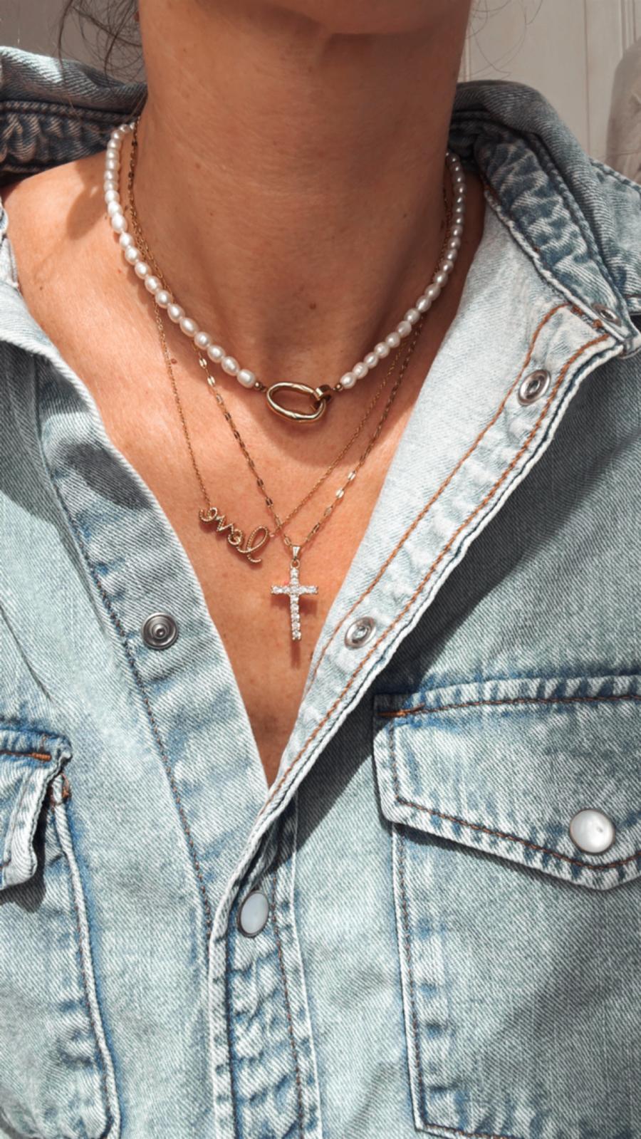 Collana in acciaio inossidabile e anallergica e waterproof "Love"