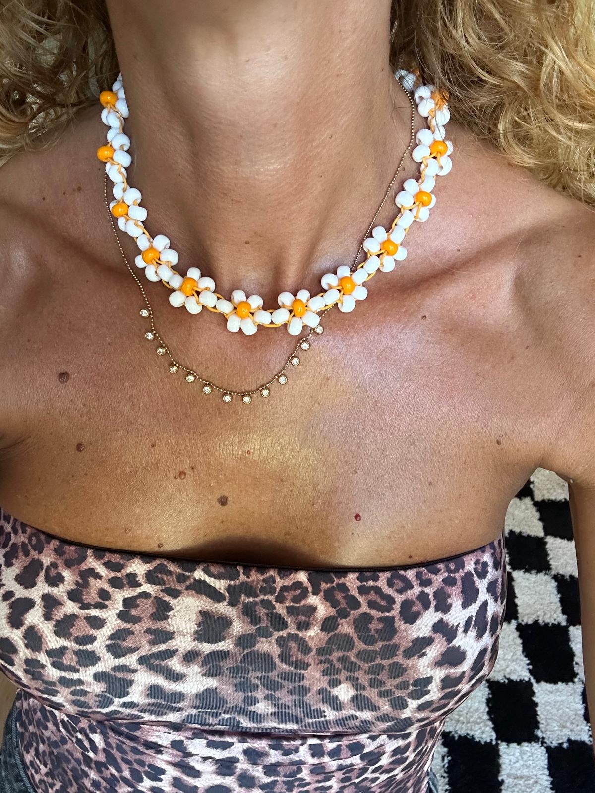 Collana Blossom fatta a mano con perline di vetro di Boemia