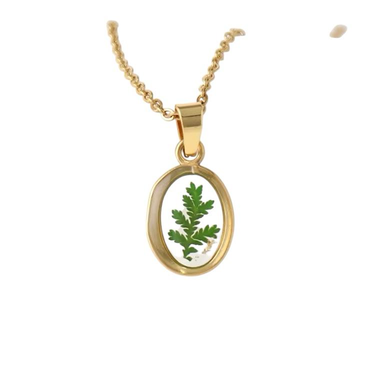 Ciondolo in acciaio inossidabile e vero fiore in resina "Flora"