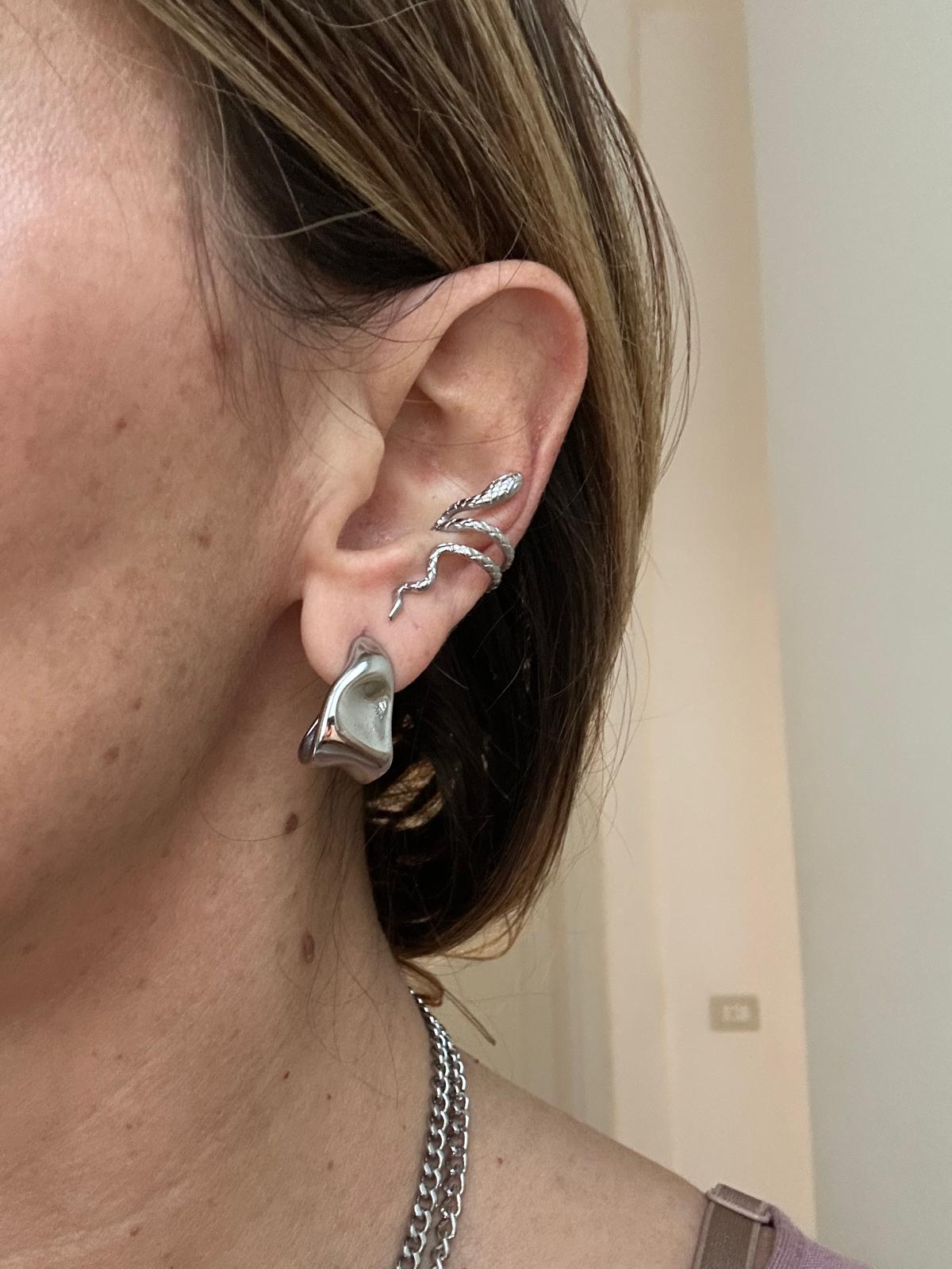 Ear Cuff in acciaio inossidabile anallergici e waterproof "Biscia"