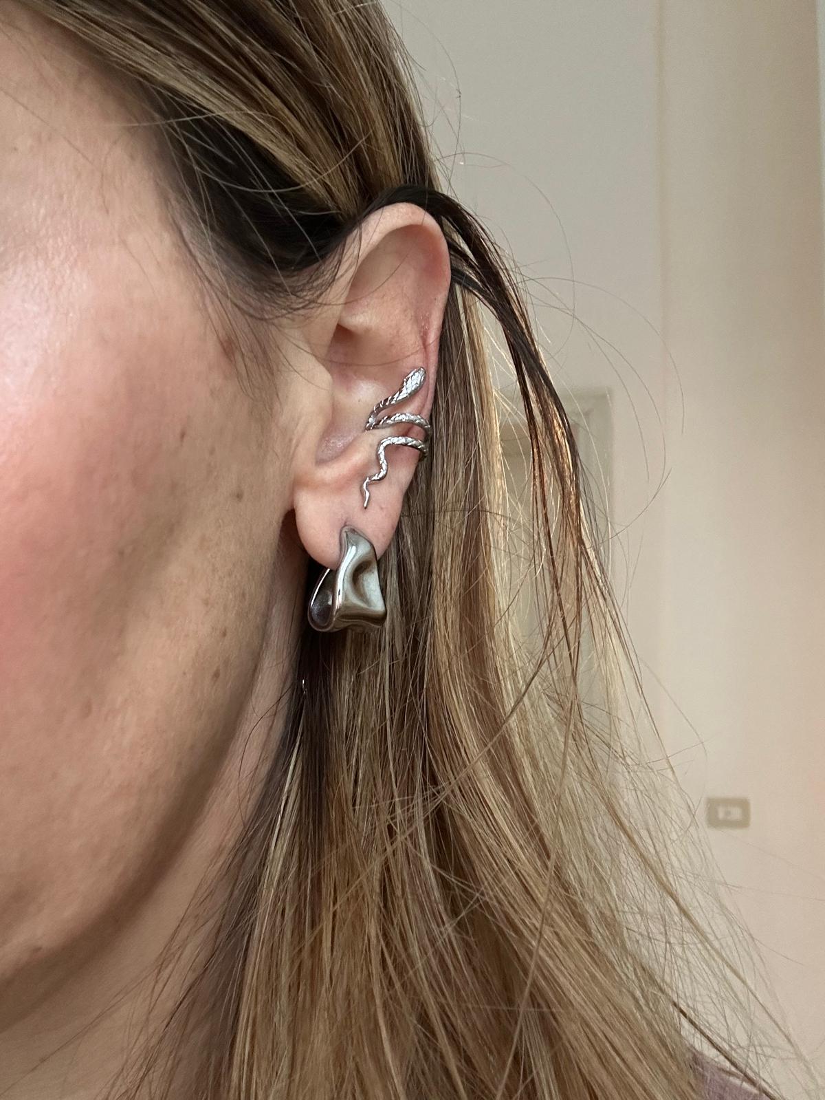 Ear Cuff in acciaio inossidabile anallergici e waterproof "Biscia"