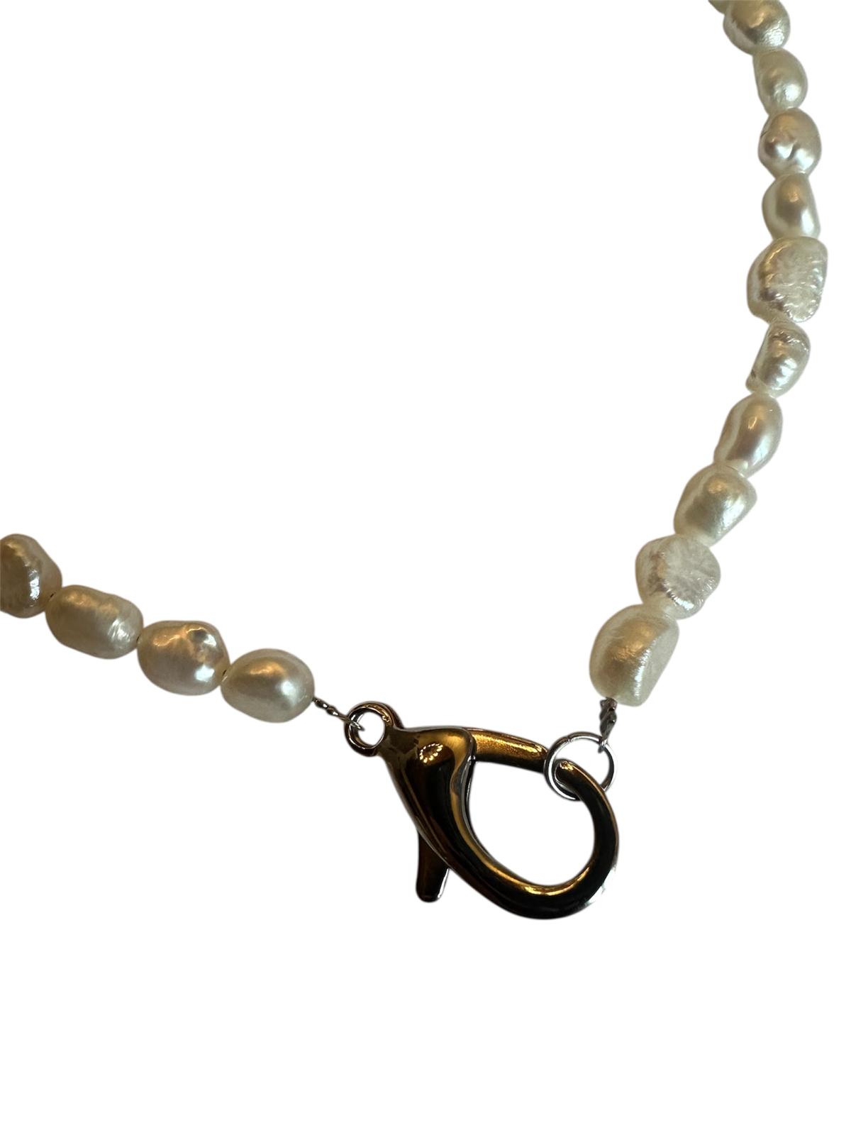 Collana in acciaio inossidabile e vere perle d'acqua dolce "Baby"