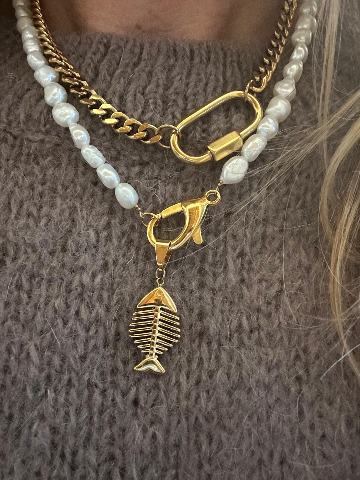 Collana in acciaio inossidabile e vere perle d'acqua dolce "Baby"