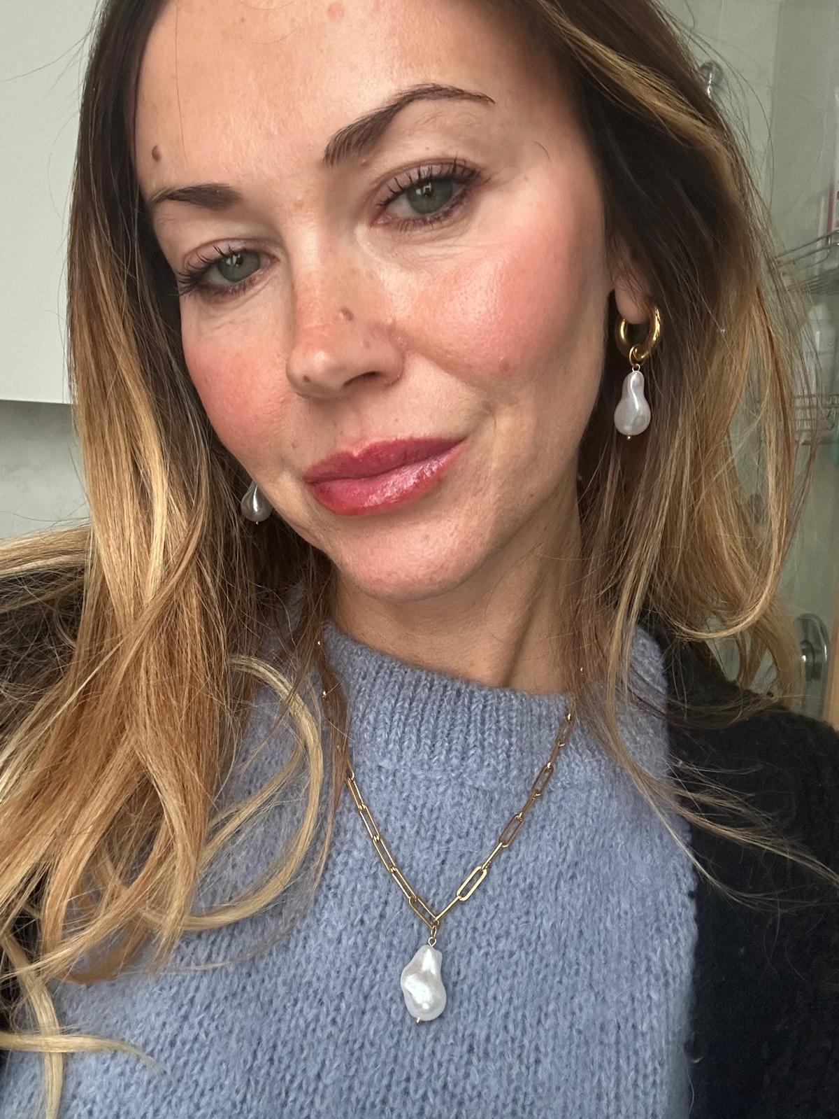 Collana in acciaio inossidabile e perla barocca "Sciccheria"