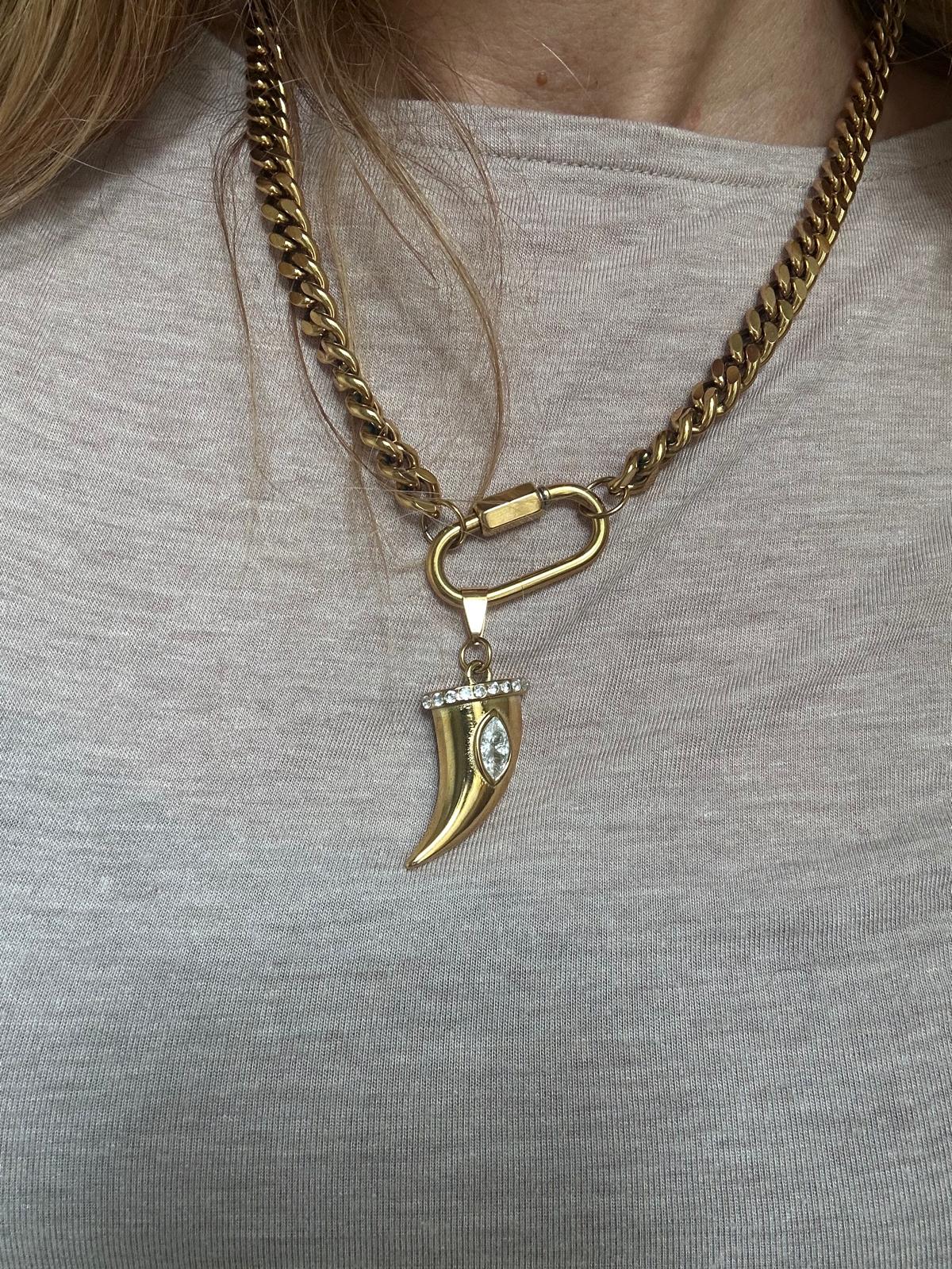 Ciondolo in acciaio inossidabile e zirconi placcato oro 18k "Max"