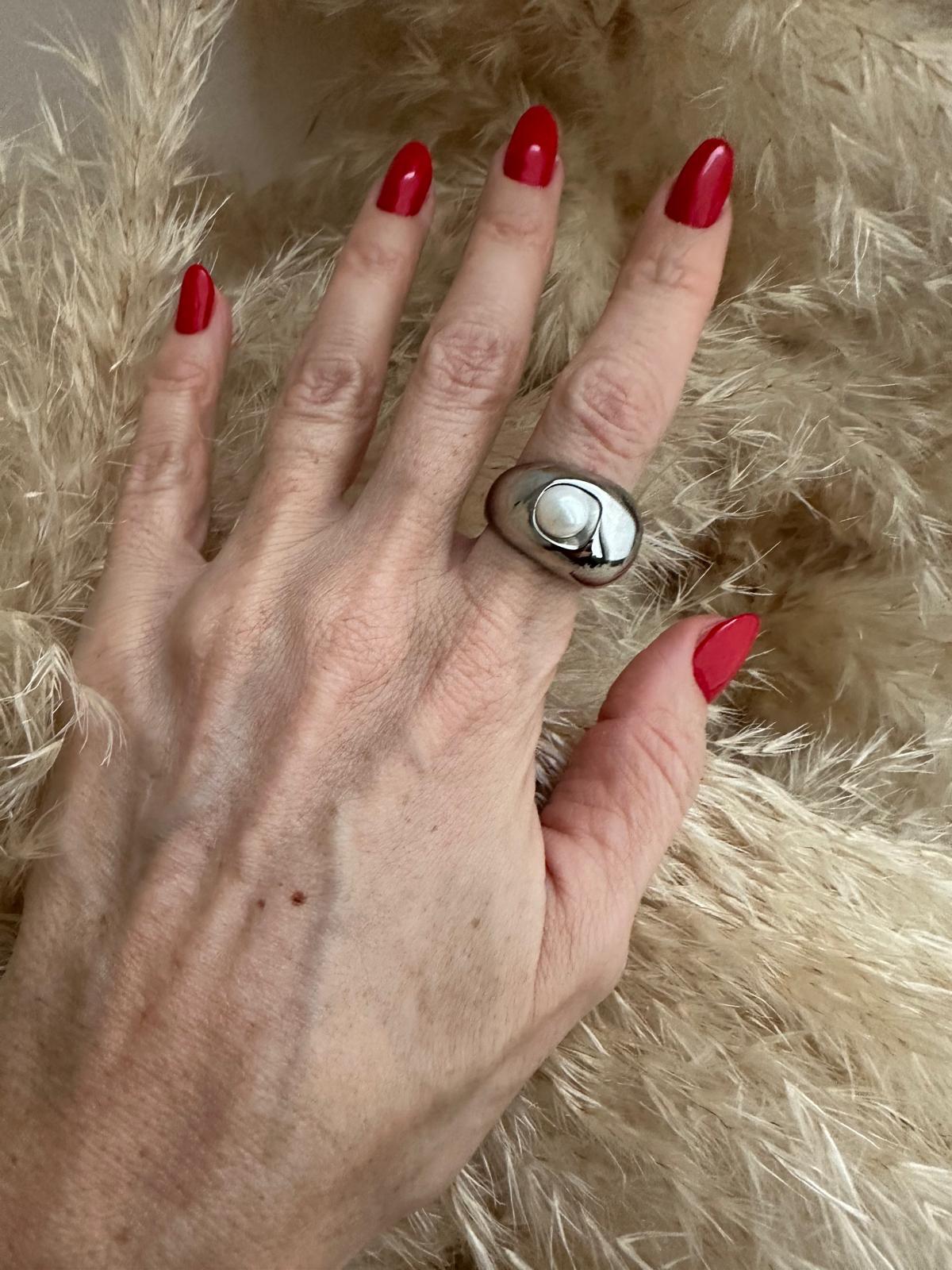 Anello in acciaio inossidabile, anallergico e waterproof placcato oro 18K "Ingrid"