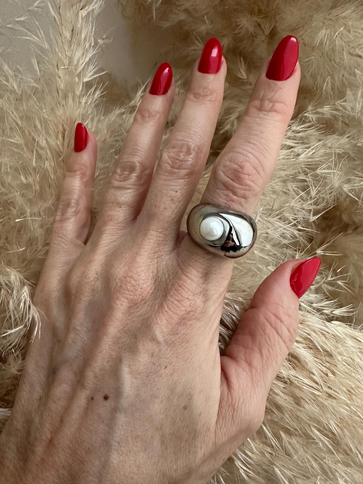 Anello in acciaio inossidabile, anallergico e waterproof placcato oro 18K "Ingrid"