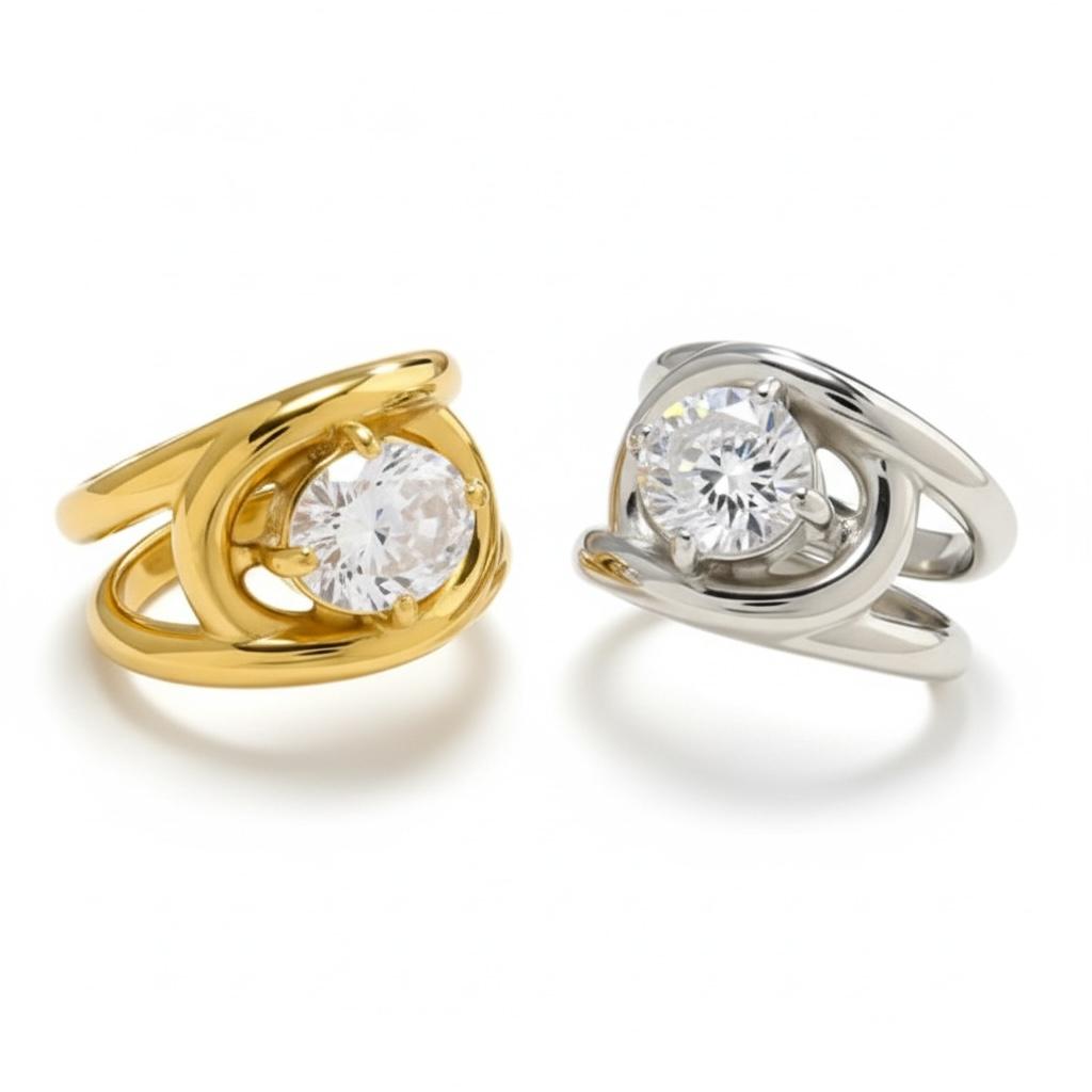Anello in acciaio inossidabile e zircone anallergico e waterproof "Attimo"