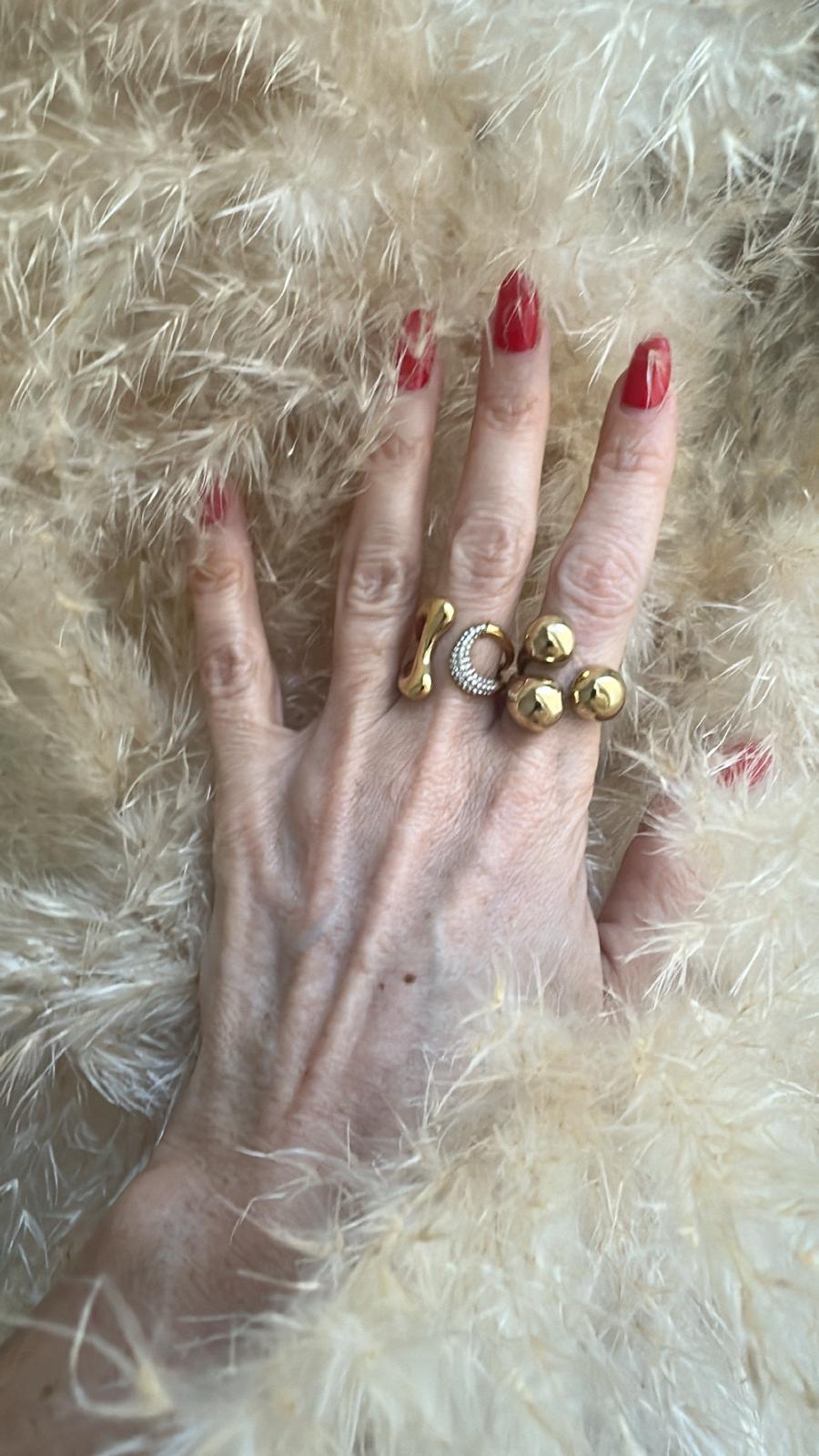 Anello in acciaio inossidabile, anallergico e waterproof placcato oro 18K "Incontro"